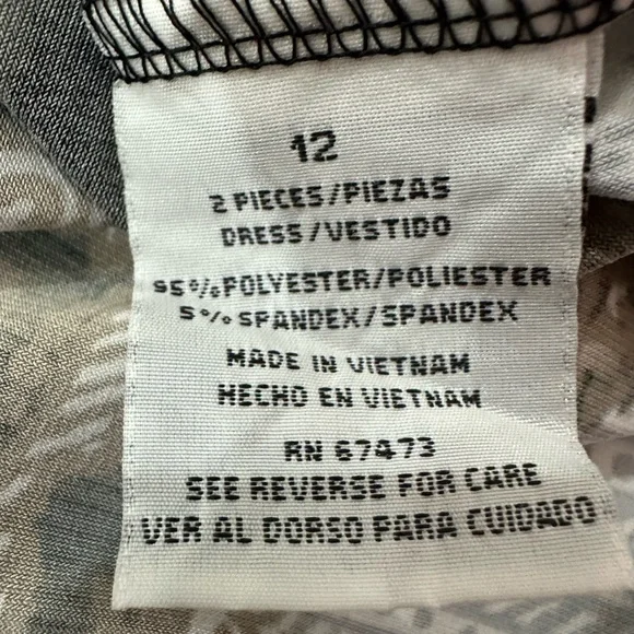 Julian‎ Taylor Midi Dress A-Line Geometric Sleeveless Summer Black Stretch Sz 12 - Picture 6 of 10